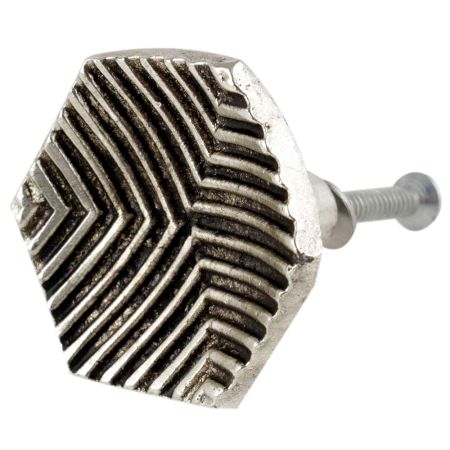 Hexagon Antique Silver Aluminium Cabinet Knob